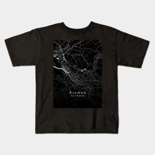 Bremen Germany City Map dark Kids T-Shirt